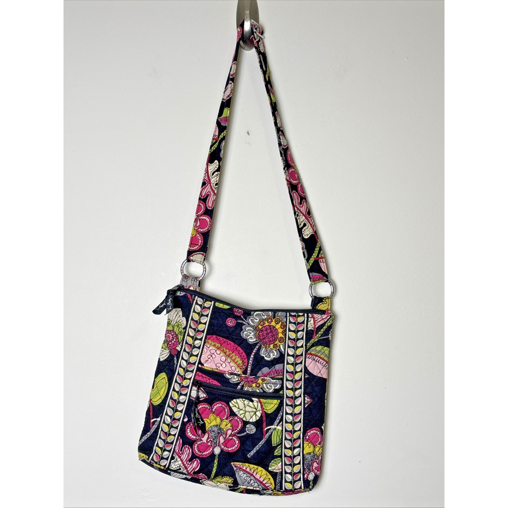 Vera Bradley Hipster Moon Blooms Crossbody Purse Cotton Quilted Lightweight